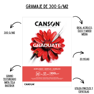 BLOCK GRADUATE ÓLEO Y ACRÍLICO 300 GR CANSON