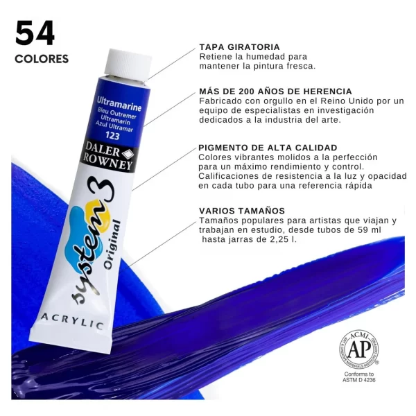 SYSTEM3 SET ACRILICO 10 COL X 22ML DALER ROWNEY - Imagen 3