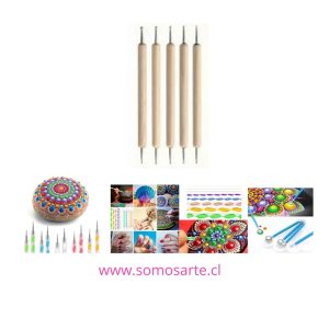HERRAMIENTAS PARA PUNTILLISMO MADERA X 5